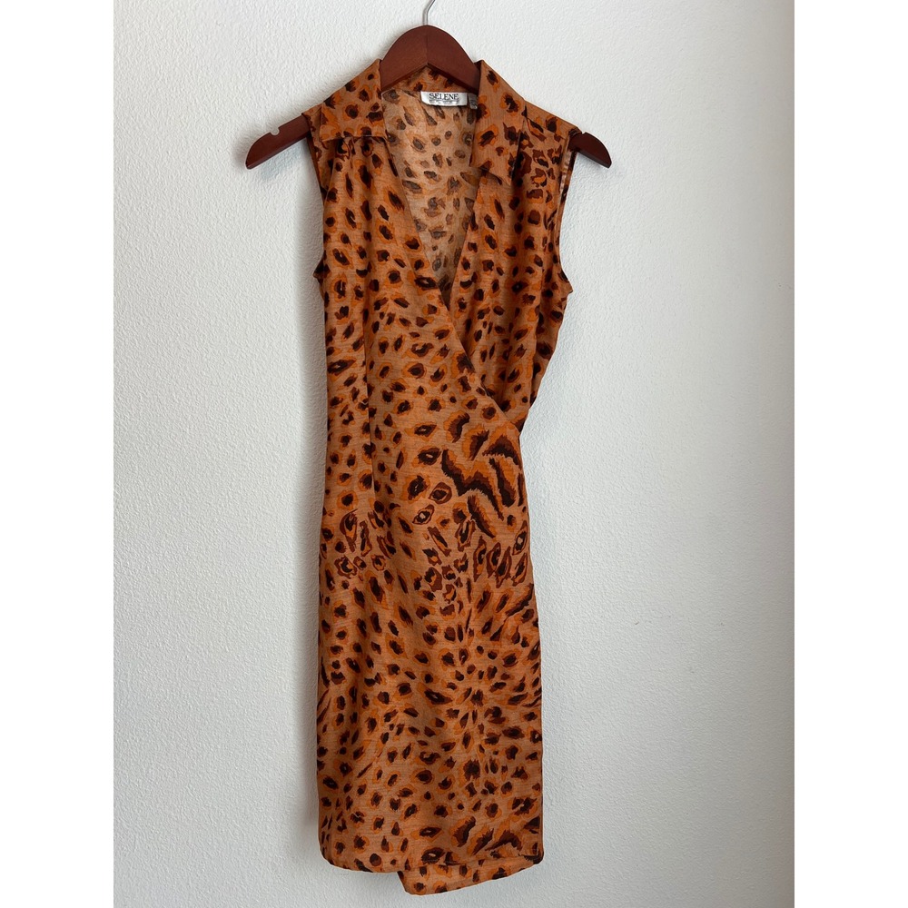 Selene Sport Sleeveless Leopard Print Wrap‎ Dress Women's Size Small
